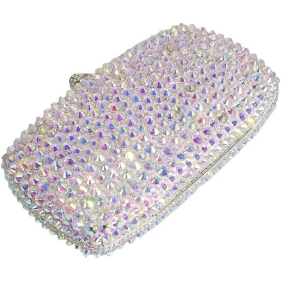 ⚡ Women's Silver Rhinestone Diamond Glitter Shining Evening Crossbody Bag - Picture 5 of 7
